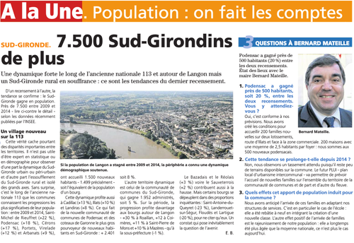 Article de Républicain sur la population du Sud-Gironde