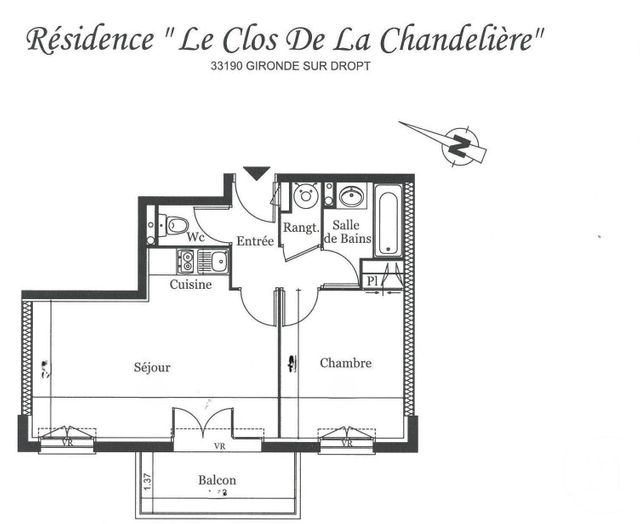 Appartement T2 à louer - 2 pièces - 38.86 m2 - GIRONDE SUR DROPT - 33 - AQUITAINE - Century 21 Lgi Immo