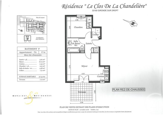 Afficher la photo en grand Appartement F2 à vendre - 2 pièces - 37.54 m2 - GIRONDE SUR DROPT - 33 - AQUITAINE - Century 21 Lgi Immo